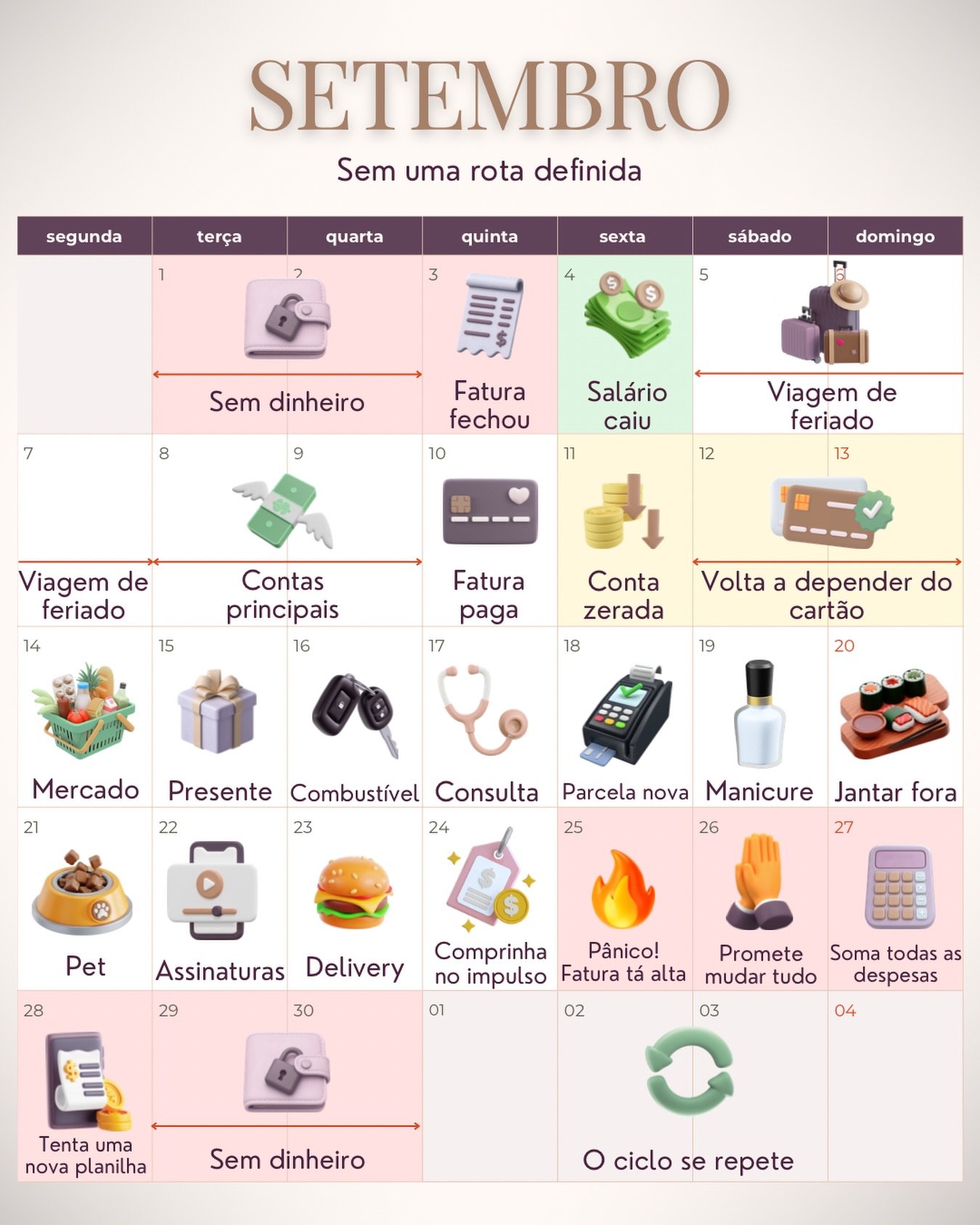 💵✨ Você recebe o salário uma vez...Mas toma decisões sobre esse dinheiro o mês inteiro olhando pelo lugar errado.💬 Se tem dinheiro na conta: “ufa, cabe!”💬 Se tem limite: “passa no cartão e mês que vem eu compenso gastando menos.”Aí você lida com conta, mercado, presente, consulta, jantar, delivery, uma compra que parecia pequena, outra que entrou no cartão…Parece que vai dar, mas quando chega no fim do mês vem sempre a sensação de:“Eu recebo meu salário, pago tudo, mas nunca sobra pra mais nada.” 🤦‍♀️📆 O QUE VOCÊ PRECISA SABER PARA O SEU SETEMBRO SER DIFERENTE:🚫 O saldo da conta ou o limite do cartão mostram quanto tem disponível no dia.✅ A sua organização financeira te mostra quanto desse dinheiro está REALMENTE LIVRE pra você gastar.E esse é o número que importa 🤌✨👉 Se você gostaria de ter um Setembro diferente, comente ROTA e eu te digo por onde começar.